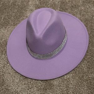 Lavender Rhinestone Wide Brim Hat
